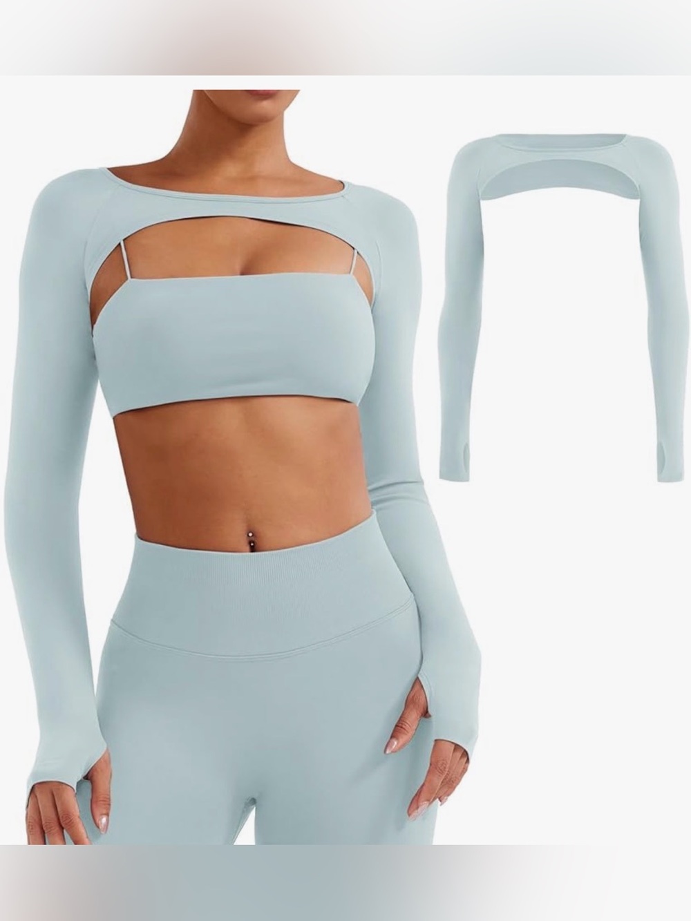 Long Sleeve Shrug for Women, Gym Crop Top Workout Cropped Sports Bolero Small